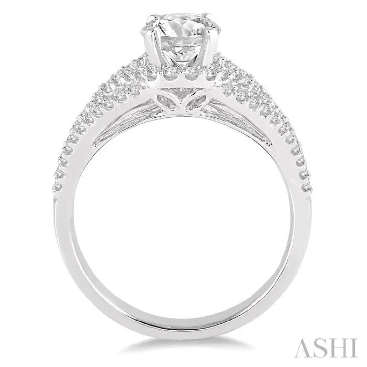 1 Ctw Diamond Engagement Ring with 5/8 Ct Round Cut Center Stone in 14K White Gold