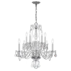 10 Light Polished Chrome Crystal Chandelier Draped In Clear Swarovski Strass Crystal - C193-5080-CH-CL-S