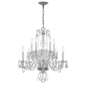 10 Light Polished Chrome Crystal Chandelier Draped In Clear Swarovski Strass Crystal - C193-5080-CH-CL-S