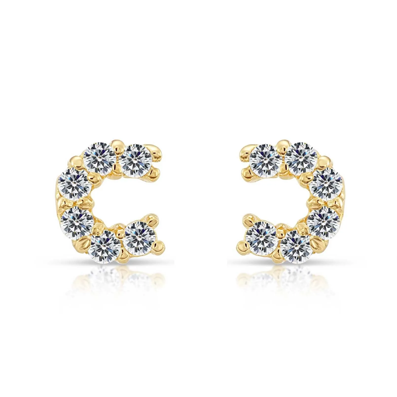 10k Yellow Gold Tiny Lucky Horseshoe Stud Earrings