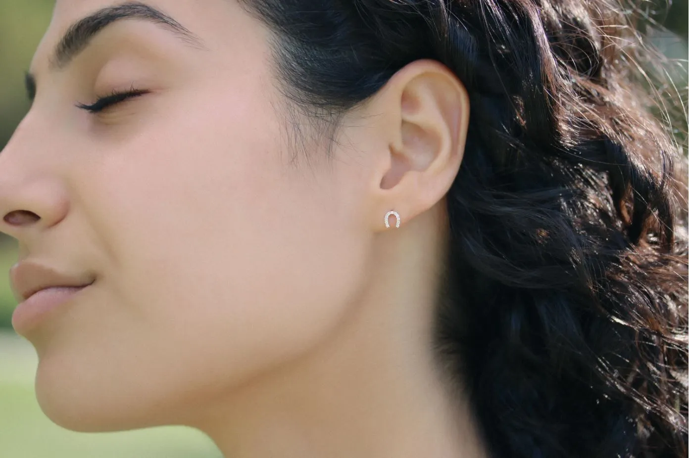 10k Yellow Gold Tiny Lucky Horseshoe Stud Earrings