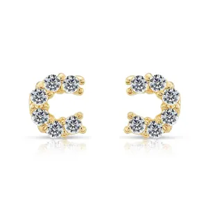 10k Yellow Gold Tiny Lucky Horseshoe Stud Earrings