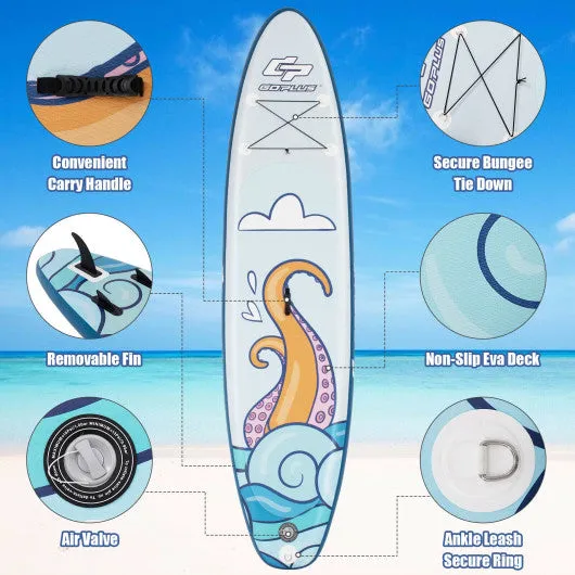 11 ft Inflatable Stand Up Paddle Board Surfboard with Aluminum Paddle Pump-11 ft