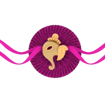 14k Opulent Gold Rakhi In Side-face Ganesha Motif