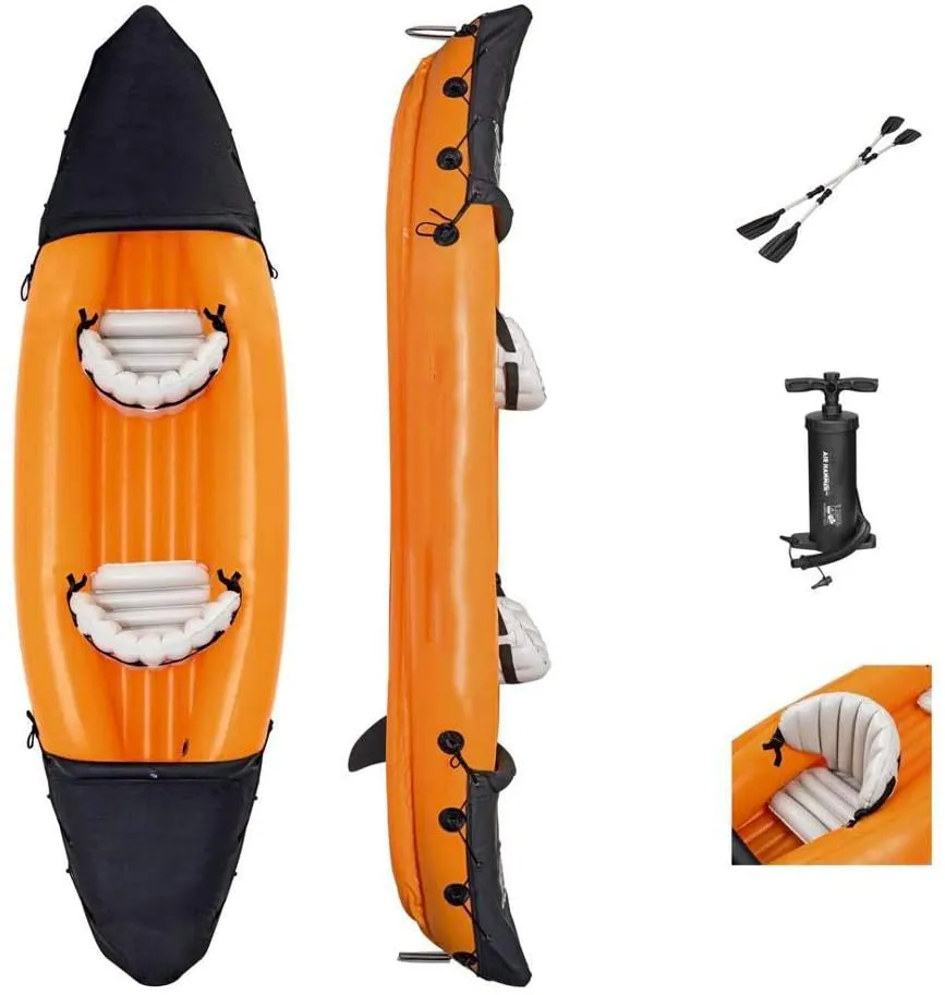 2 Person Inflatable Kayak, Orange Boat Fishing Portable