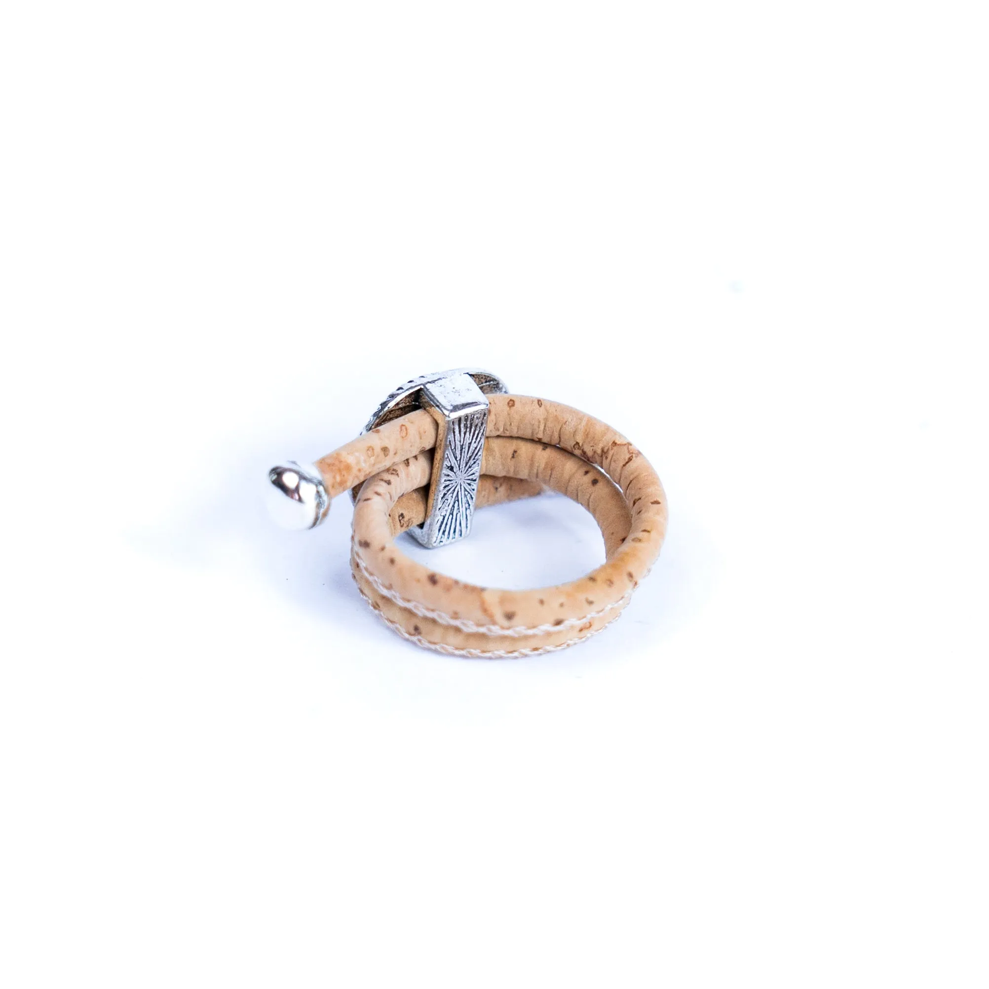 3mm Round Natural  Cork Wire Handmade Women's Ring  RW-035-B-10