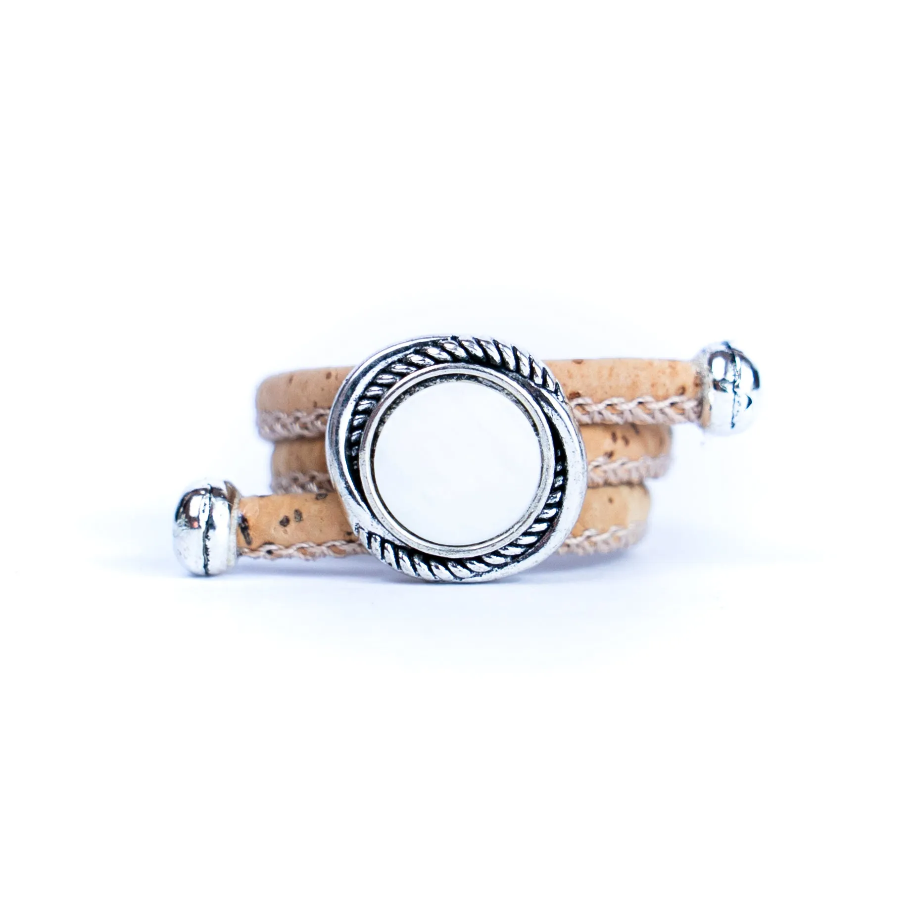 3mm Round Natural  Cork Wire Handmade Women's Ring  RW-035-B-10