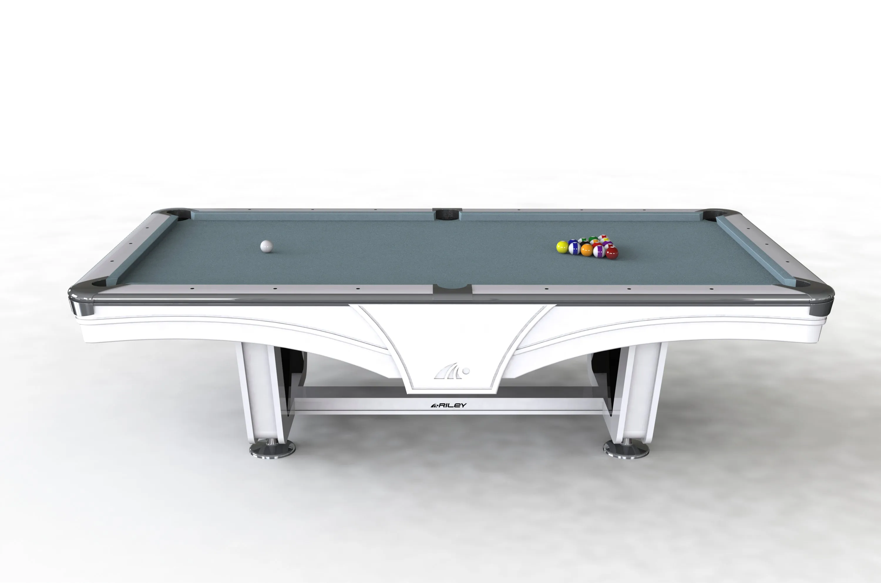 8ft Riley Ray Tournament American Pool Table – White/Bankers Grey