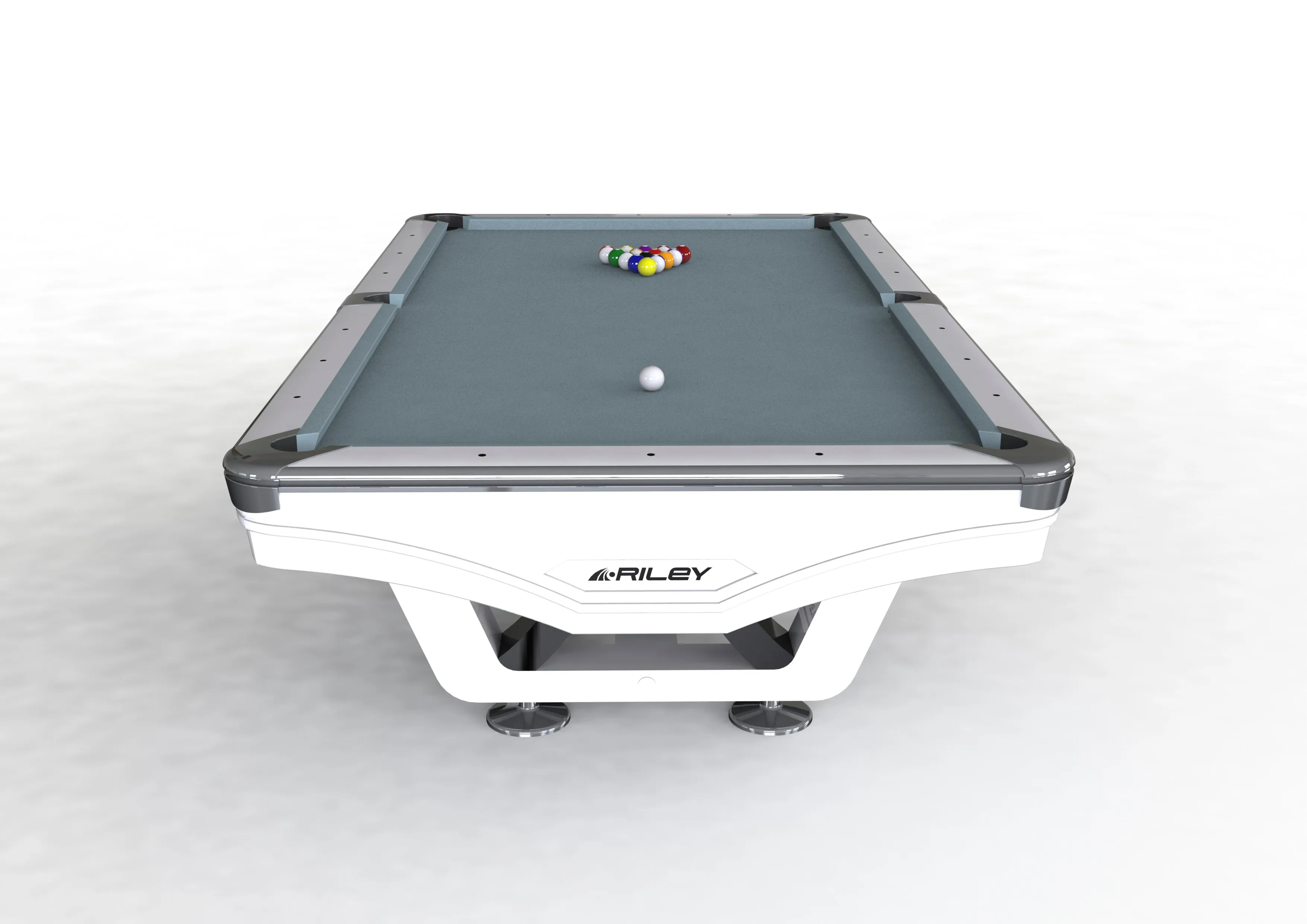 8ft Riley Ray Tournament American Pool Table – White/Bankers Grey