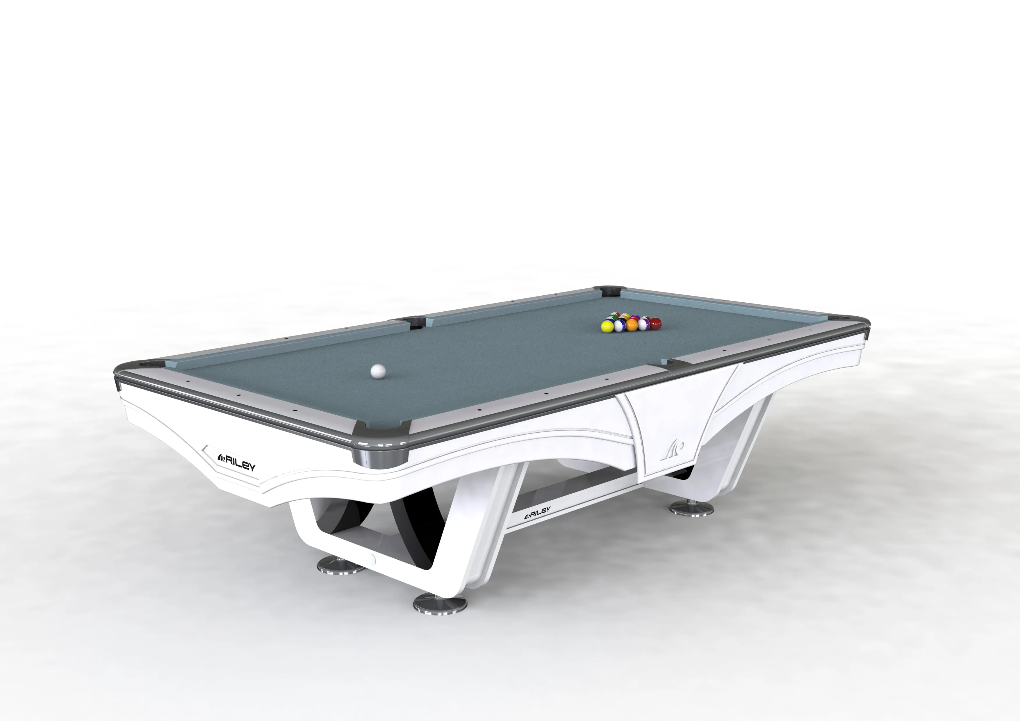 8ft Riley Ray Tournament American Pool Table – White/Bankers Grey