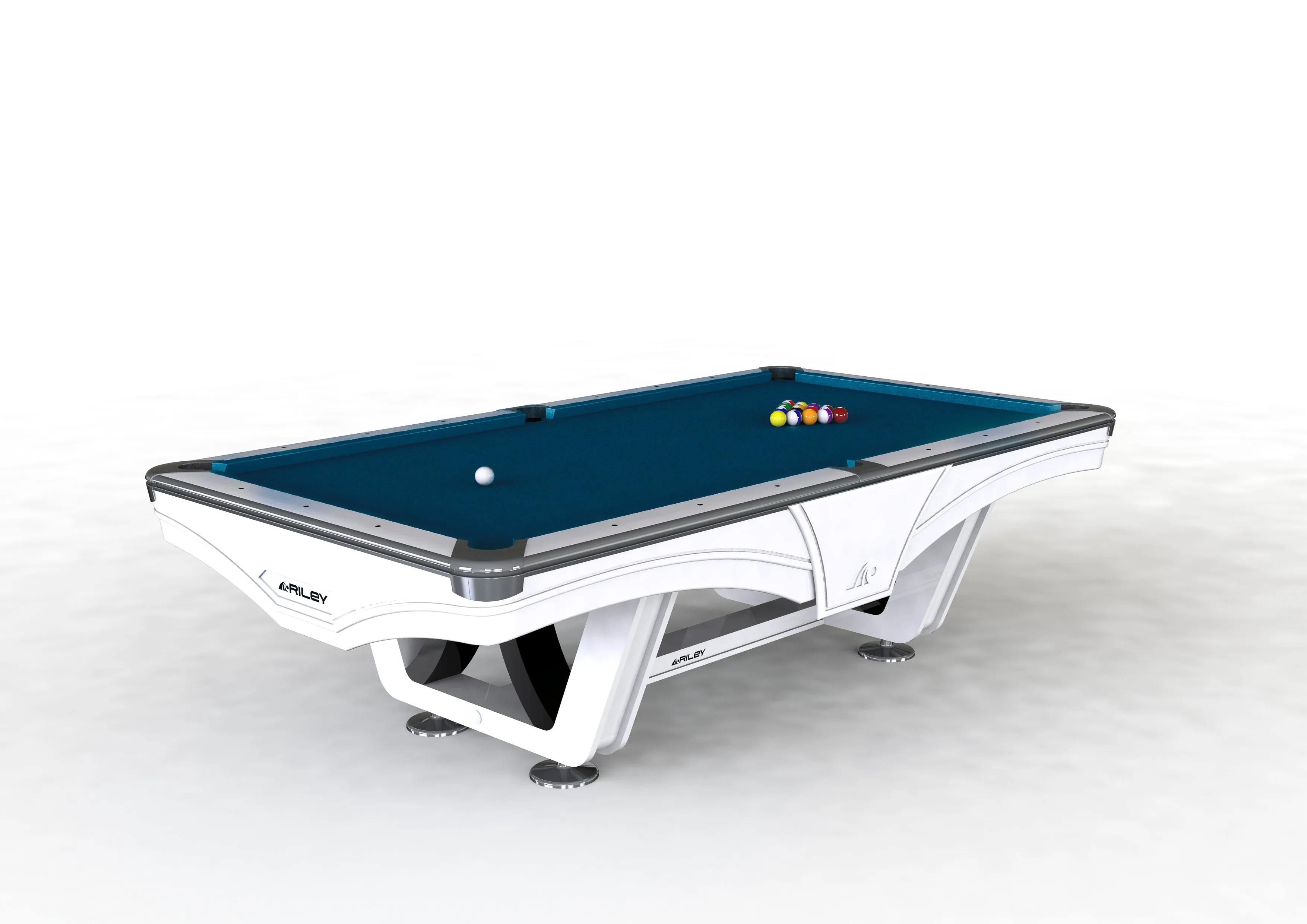 8ft Riley Ray Tournament American Pool Table - White/Petrol Blue