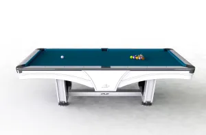 8ft Riley Ray Tournament American Pool Table - White/Petrol Blue