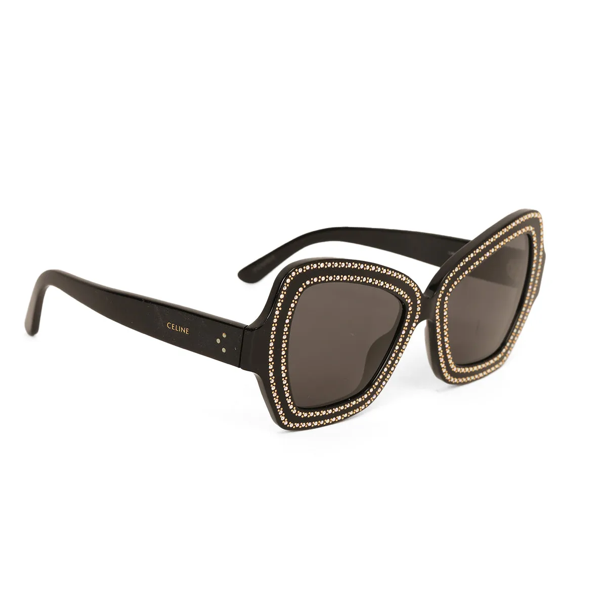 Acetate Crystal Butterfly Black Sunglasses