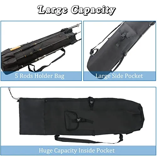 AGOOL Fishing Rod Carrier Fishing Pole Bag Fishing Rod Case Fishing Bag Fishing Gear Equipment Fishing Rod Bag Travel Carry Case Large Capacity Waterproof Fishing Reel Bag Case Fishing Gifts for Men