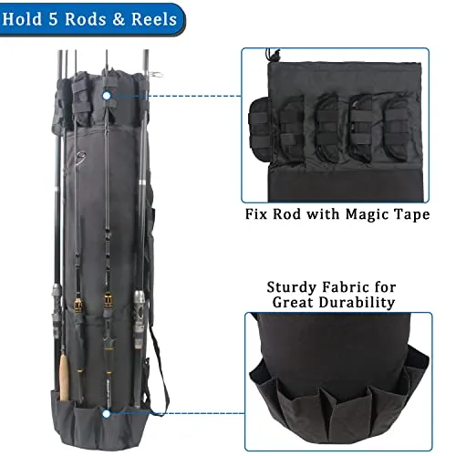 AGOOL Fishing Rod Carrier Fishing Pole Bag Fishing Rod Case Fishing Bag Fishing Gear Equipment Fishing Rod Bag Travel Carry Case Large Capacity Waterproof Fishing Reel Bag Case Fishing Gifts for Men