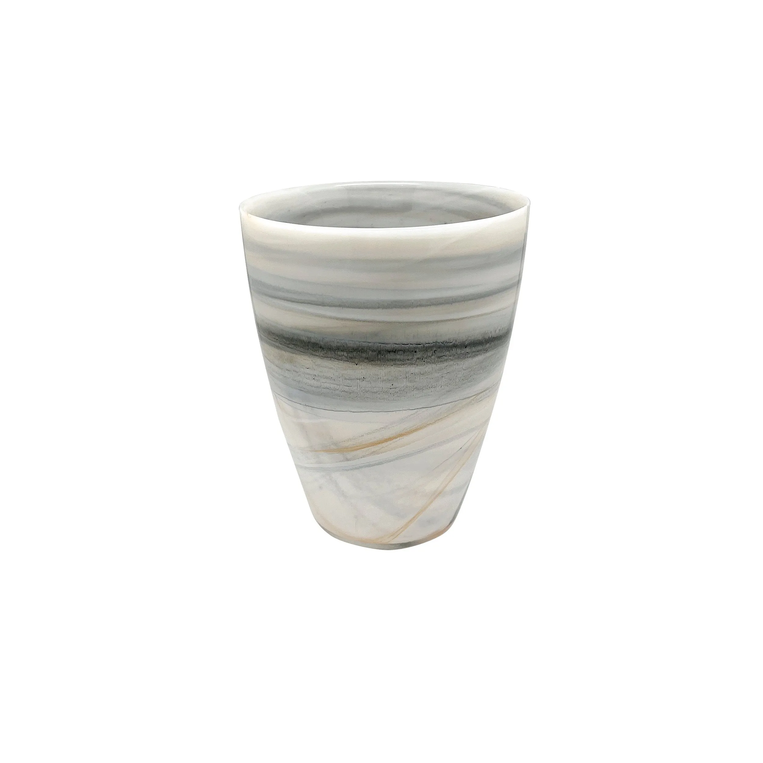 Alabaster Marbled Small Round Vase