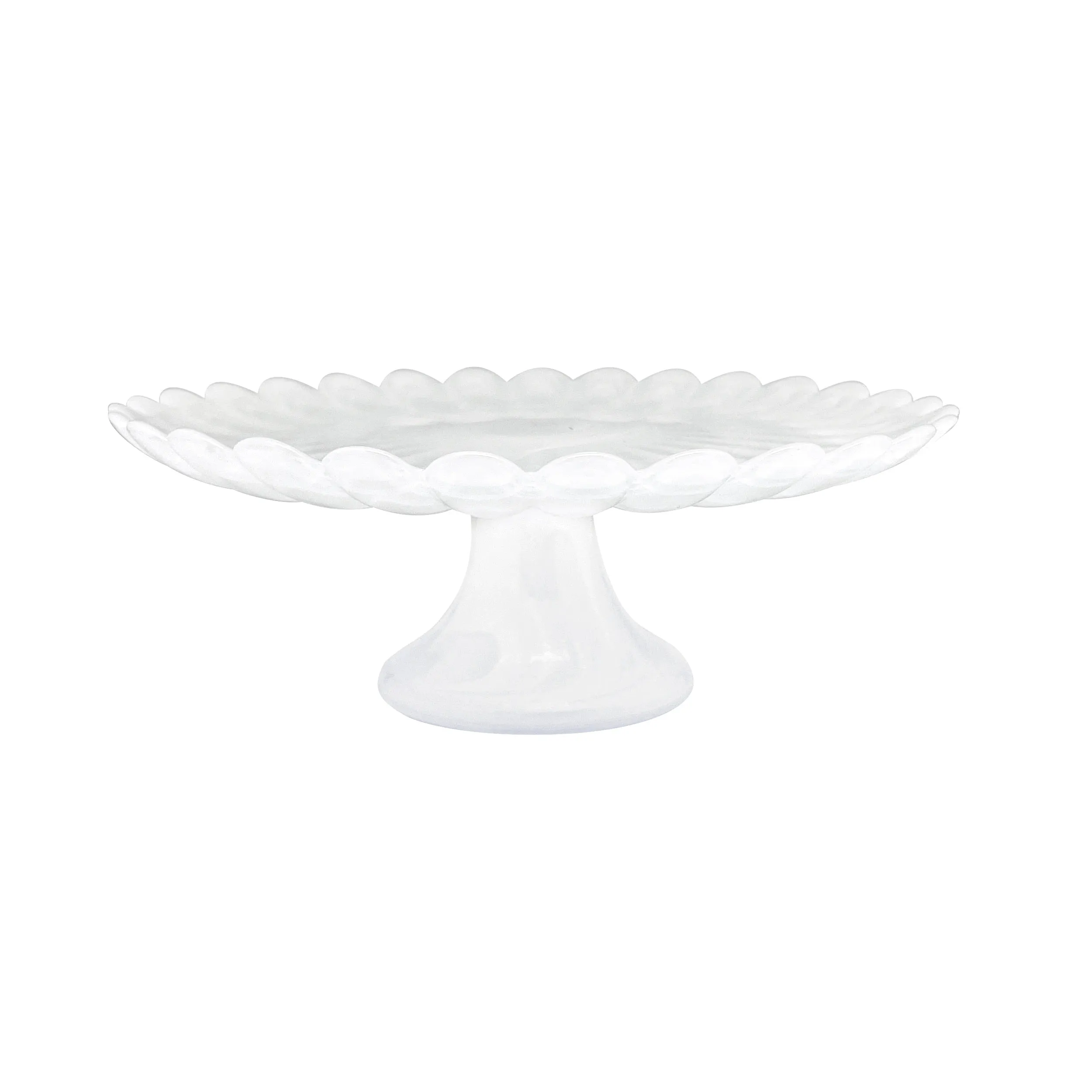 Alabaster White Scalloped Small Cake Stand