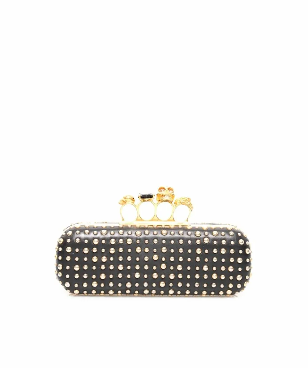 Alexander McQueen Studded Black/Gold Clutch Bag - AGL1417