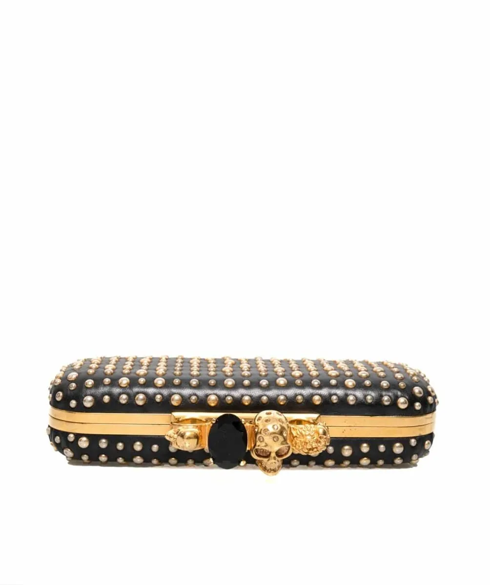 Alexander McQueen Studded Black/Gold Clutch Bag - AGL1417