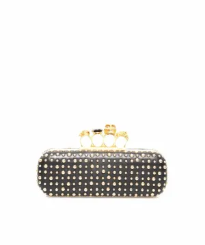 Alexander McQueen Studded Black/Gold Clutch Bag - AGL1417