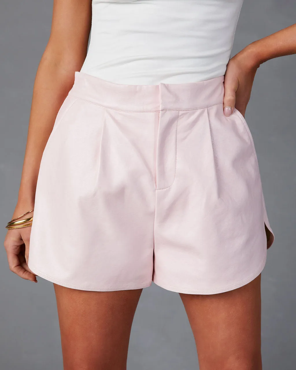 Always On Point Faux Leather Pocketed Shorts