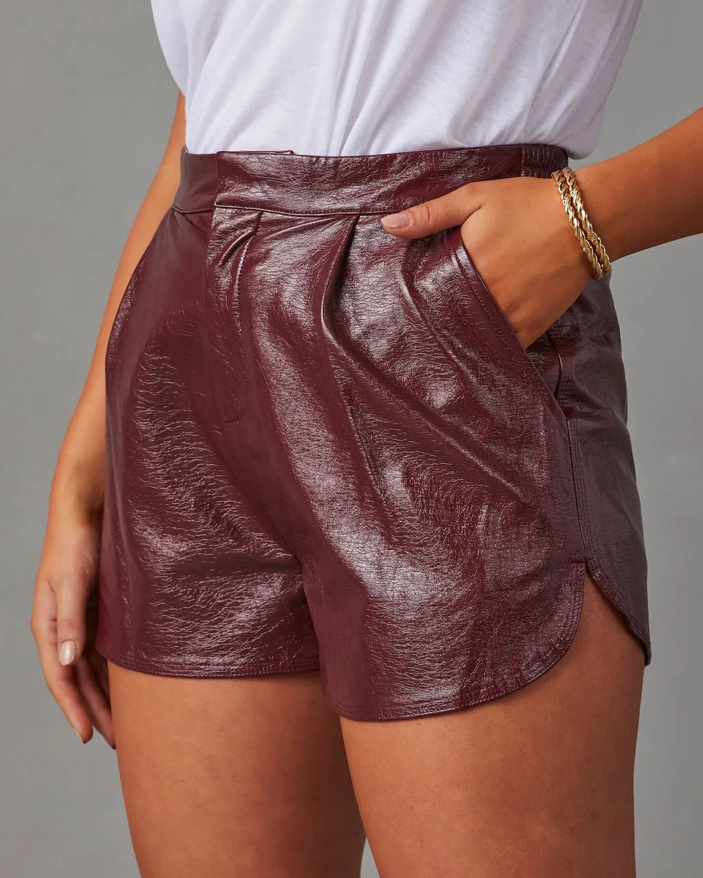 Always On Point Faux Leather Pocketed Shorts