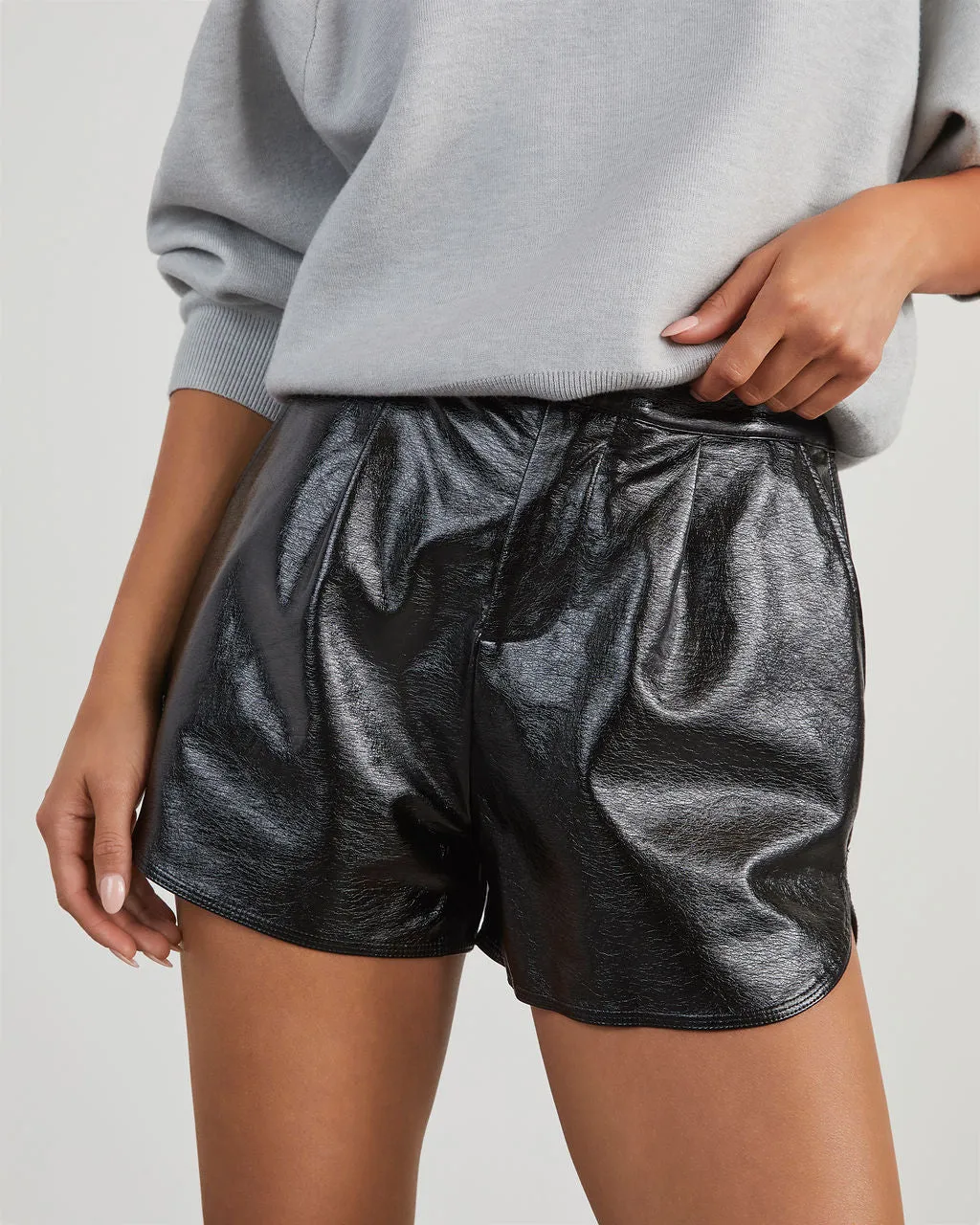 Always On Point Faux Leather Pocketed Shorts