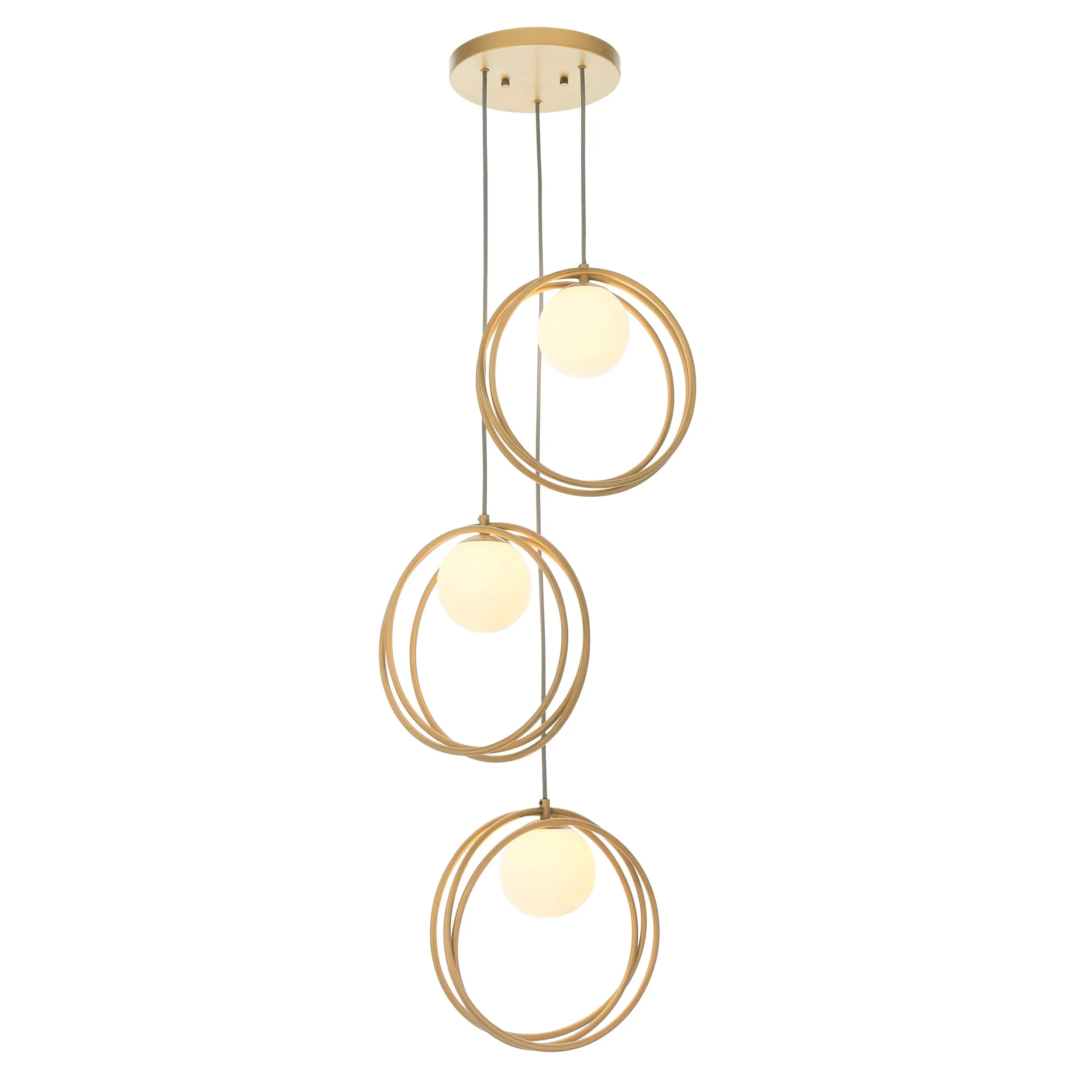 Amos Warhol 3 Light Cluster Pendant Brushed Gold