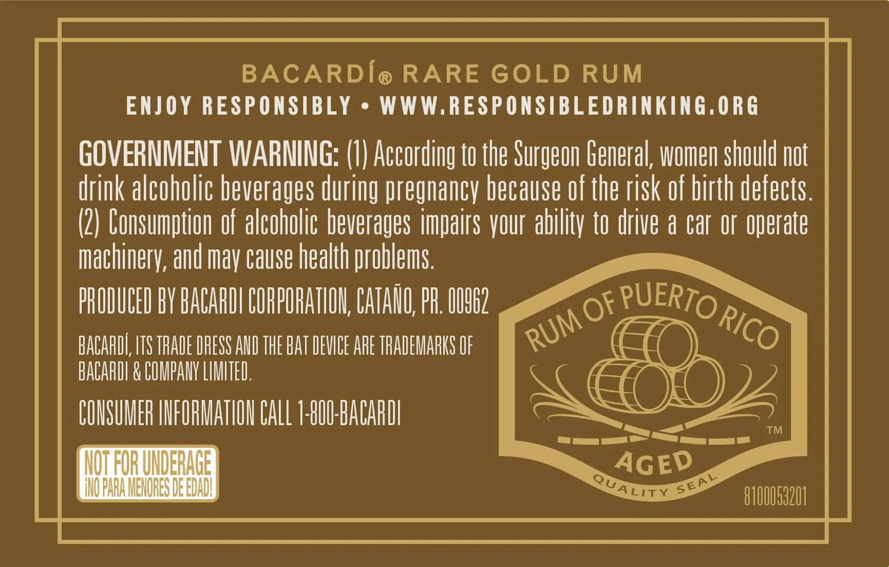 Bacardí Rare Gold Rum Sherry Cask Finished