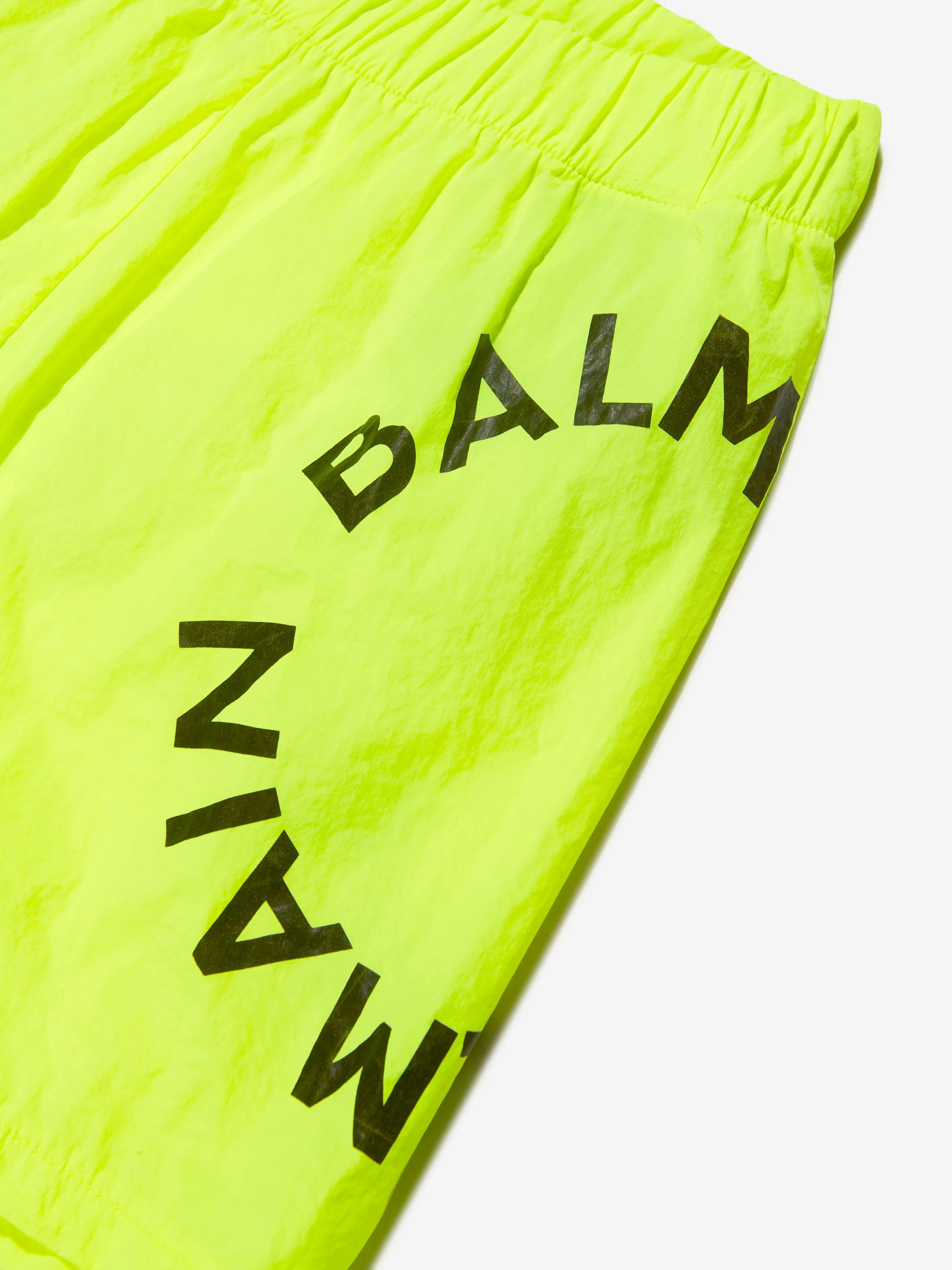 Balmain Boys Fluorescent Logo Swim Shorts in Yellow