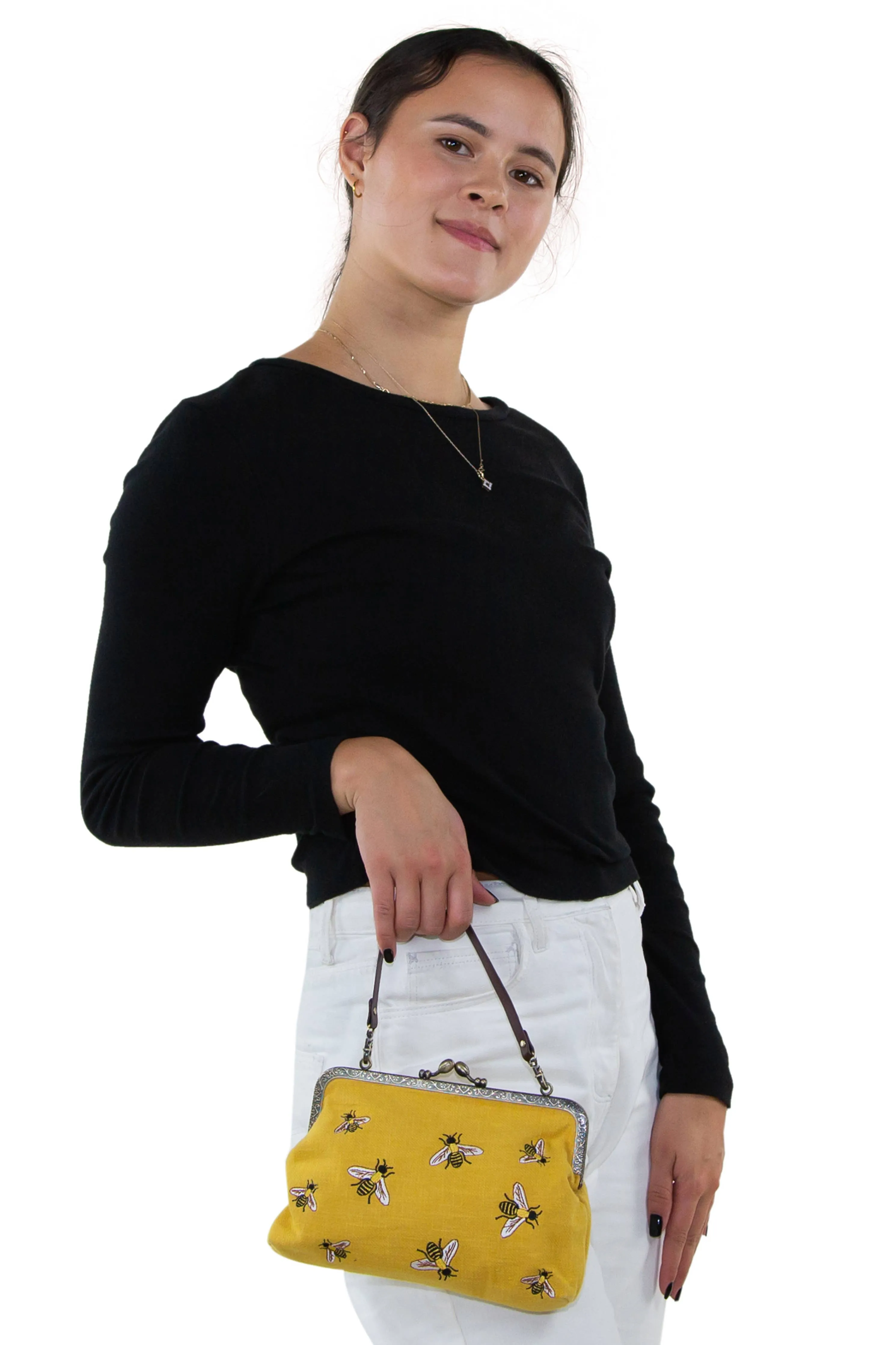 Bees Kisslock Bag: Yellow