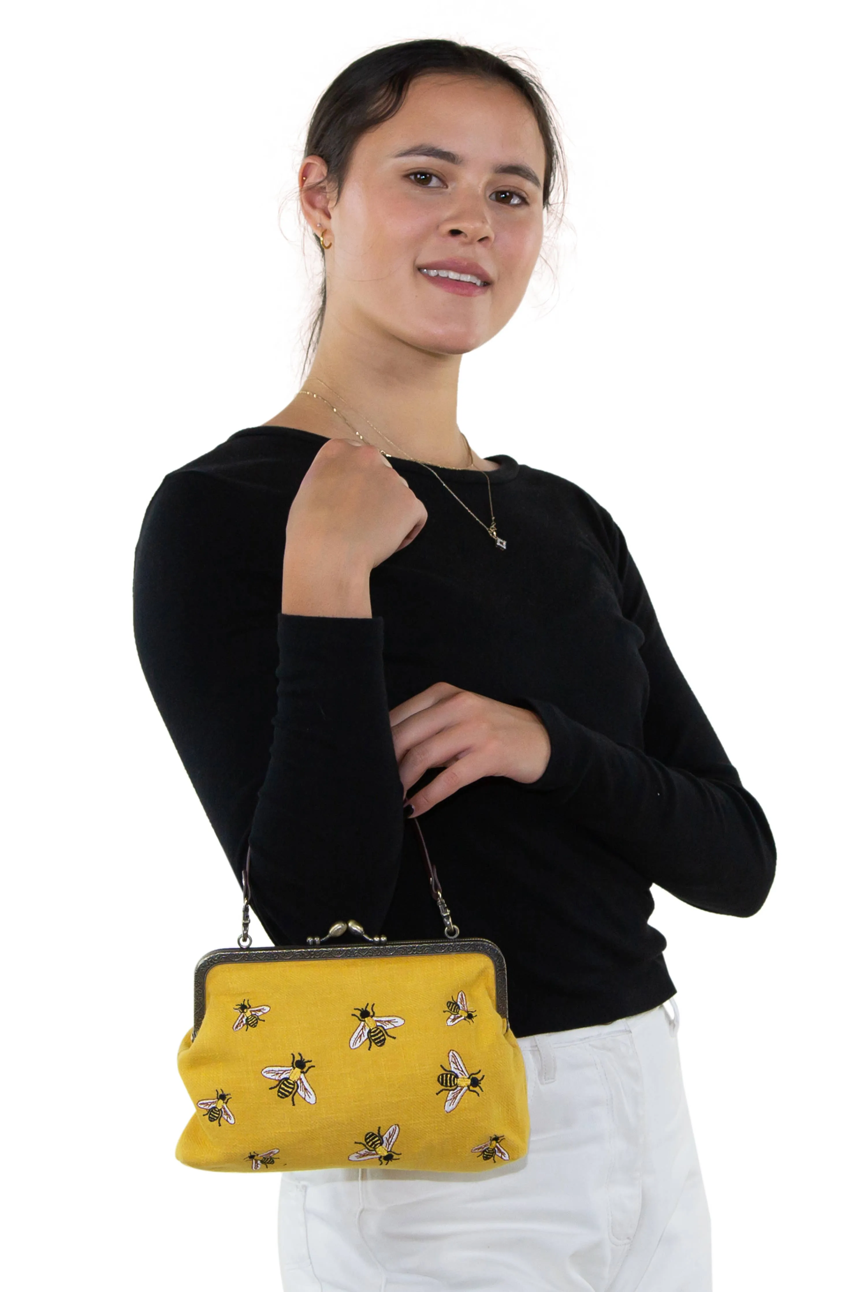 Bees Kisslock Bag: Yellow