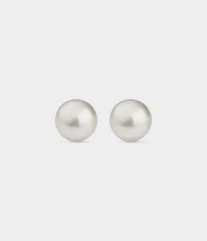 Betty Pearl Studs / Sterling Silver / Button White Pearls