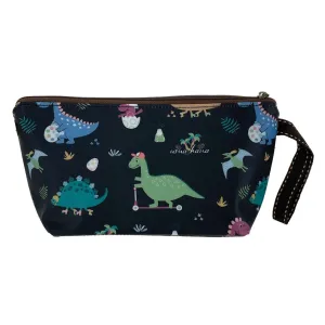 Black Playful Dinos Dumpling Cosmetic Bag