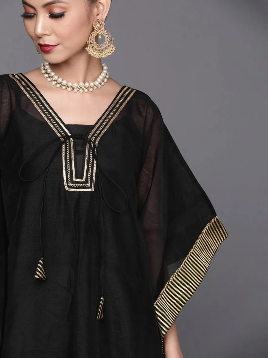 Black Yoke Woven Kaftan Kurta