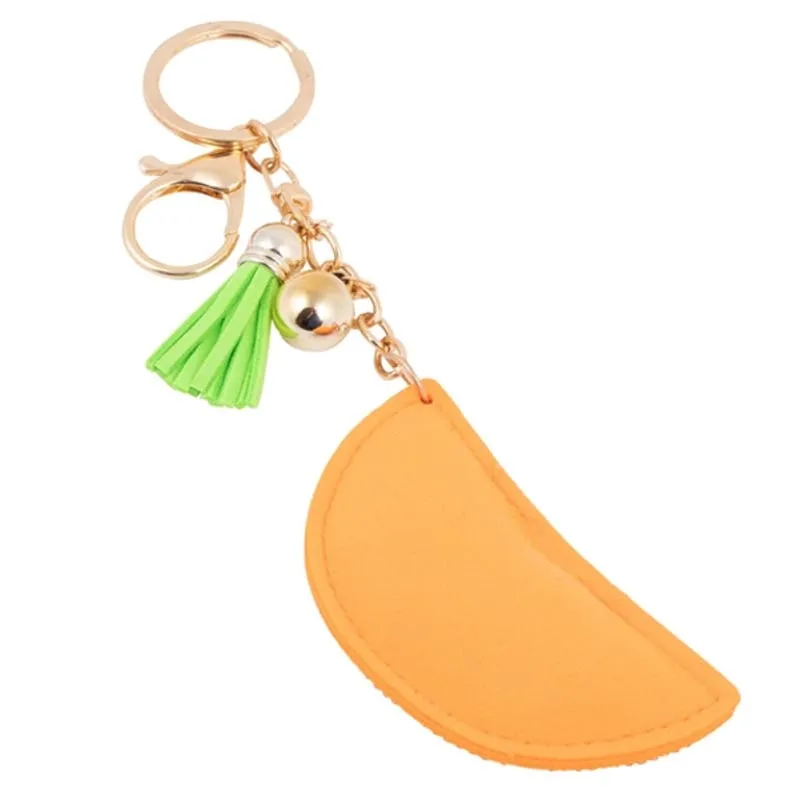 Bling Crystal Orange Citrus Tassel Keychain Keyring Bag Purse Charm