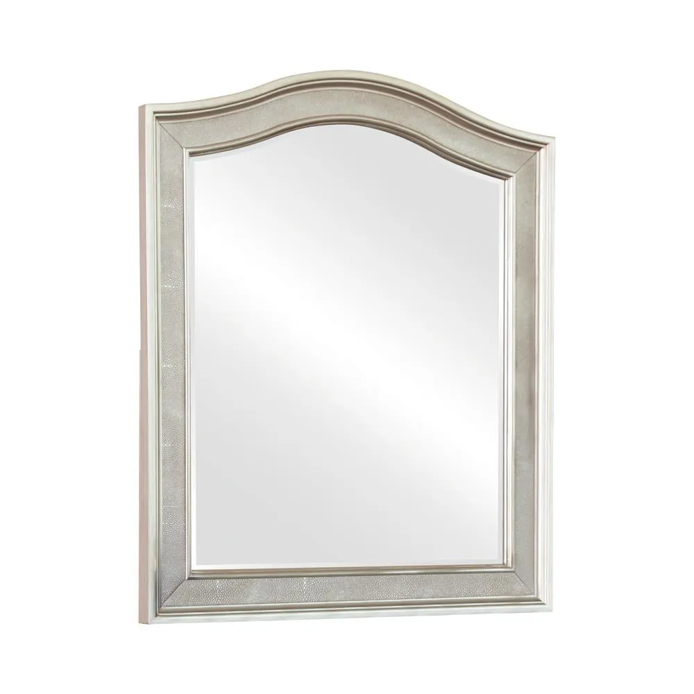 Bling Game Arched Top Vanity Mirror Metallic Platinum