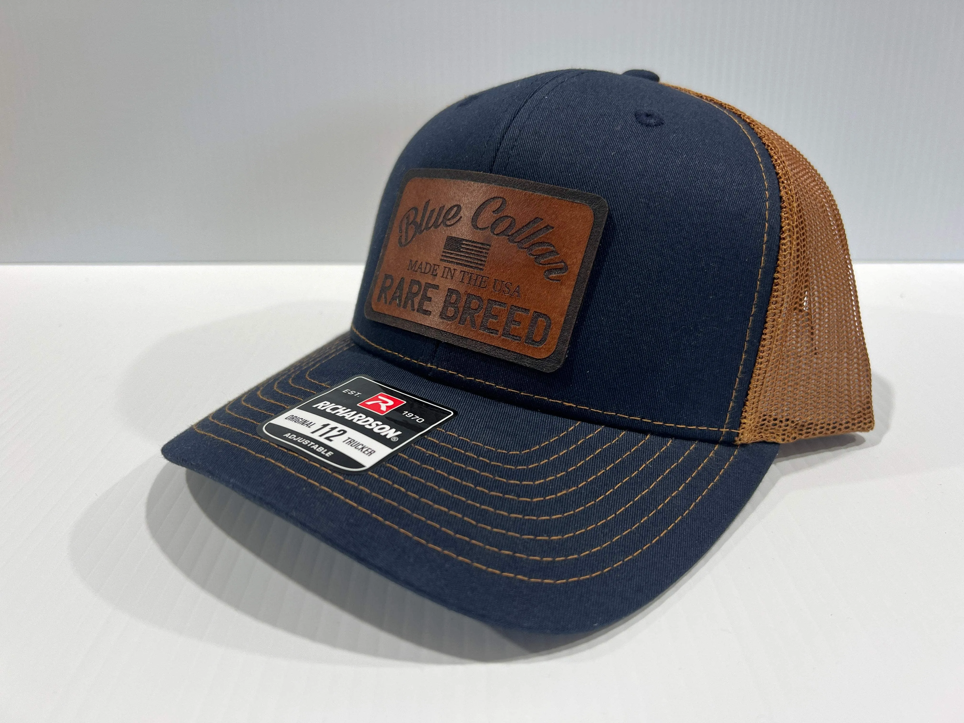 Blue Collar Rare Breed Hat with Custom  Patch on Richardson 112 Trucker Snapback Trucker Hat