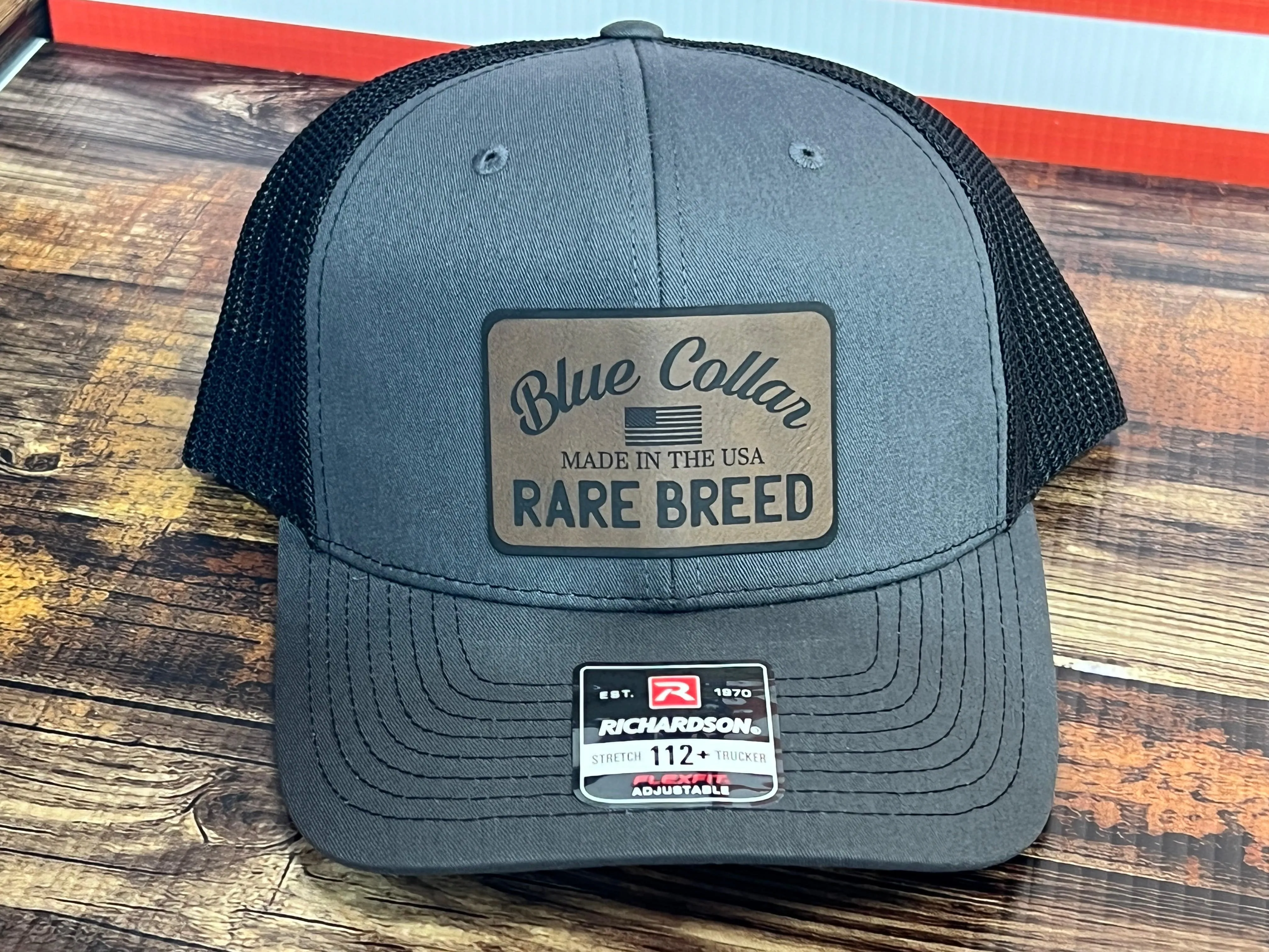 Blue Collar Rare Breed Hat with Custom  Patch on Richardson 112 Trucker Snapback Trucker Hat