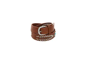 Boho Faux Leather Belt-Brown