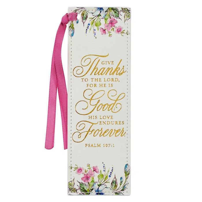 Bookmark Give Thanks Floral Faux Leather Bmf096