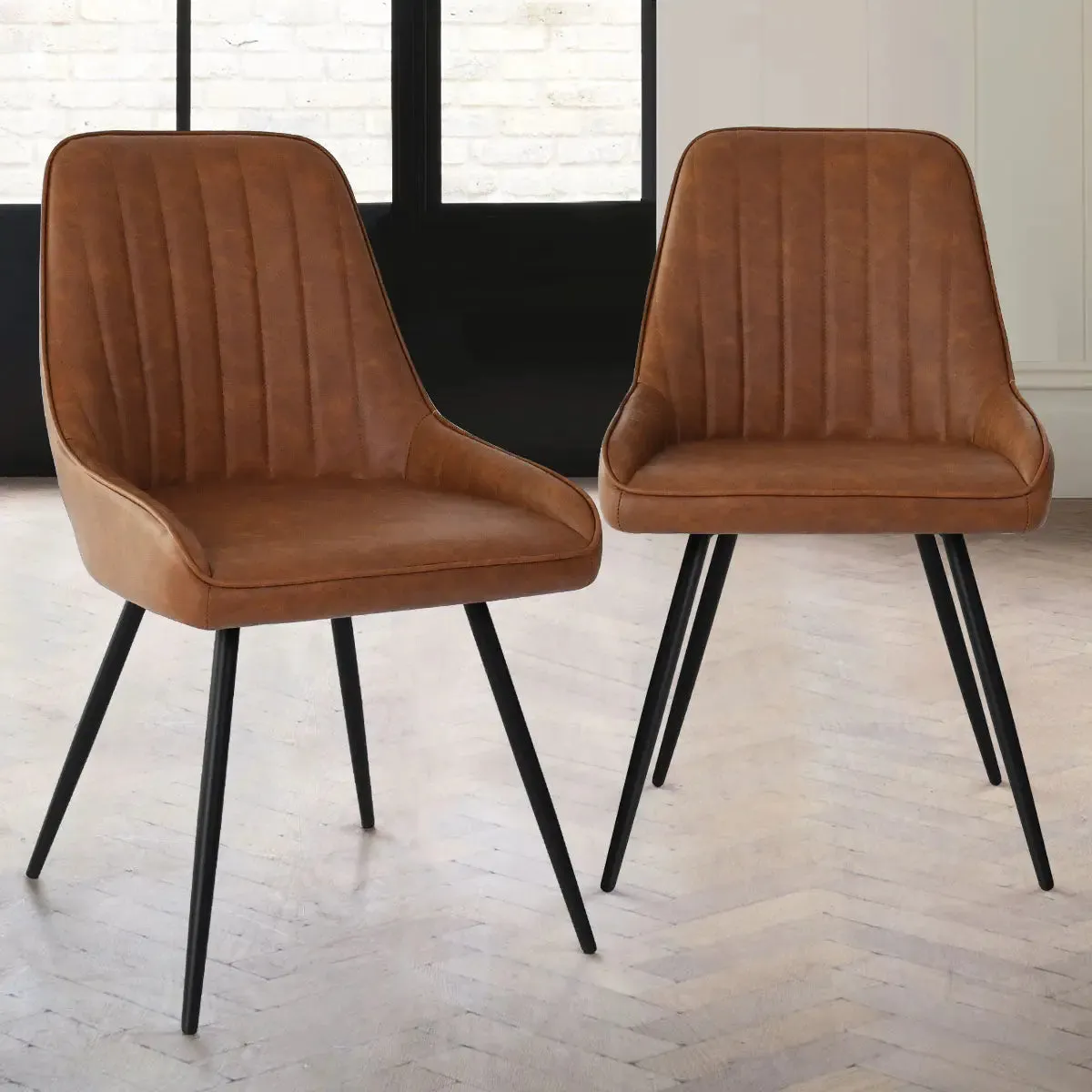 Boston Faux Leather Upholstered Dining Chair (Set of 2)