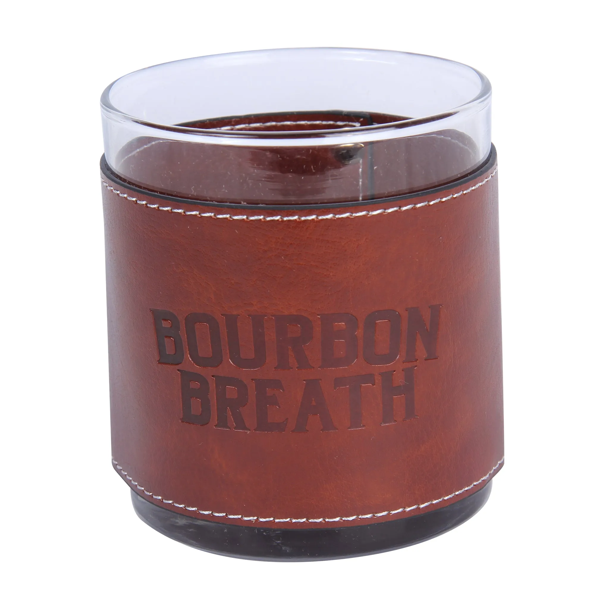 Bourbon Breath Faux Leather Rocks Glass