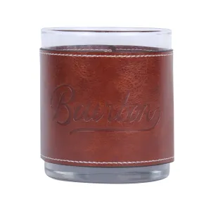 Bourbon Script Faux Leather Rocks Glass