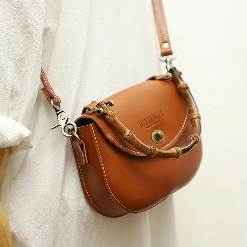 Brown LEATHER Small Cute HandBag WOMEN SHOULDER BAG Saddle Crossbody Purse FOR WOMEN