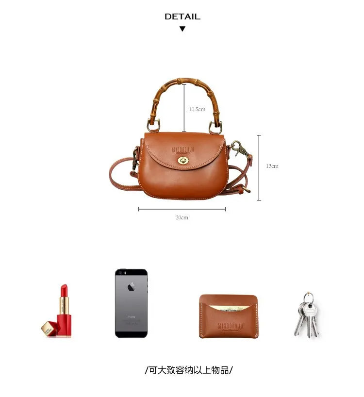 Brown LEATHER Small Cute HandBag WOMEN SHOULDER BAG Saddle Crossbody Purse FOR WOMEN