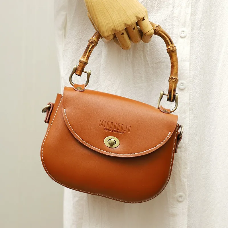 Brown LEATHER Small Cute HandBag WOMEN SHOULDER BAG Saddle Crossbody Purse FOR WOMEN