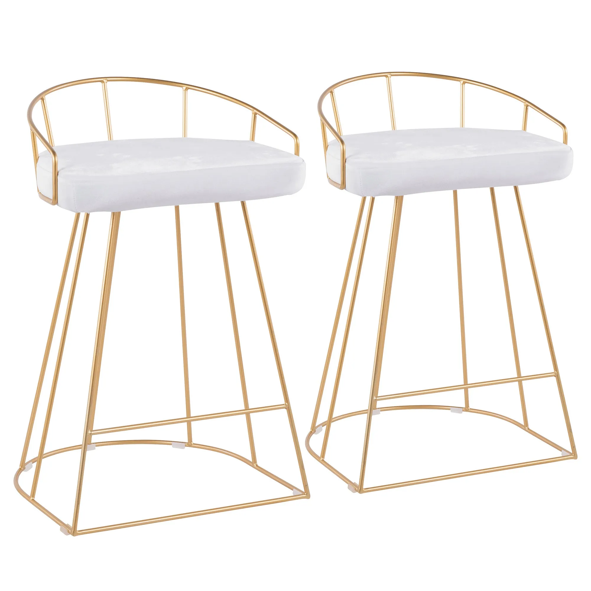 Canary Contemporary Counter Stool in Gold with White Velvet Fabric by LumiSource - Set of 2