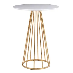 Canary Contemporary/Glam Counter Table in Gold Steel and White Wood by LumiSource