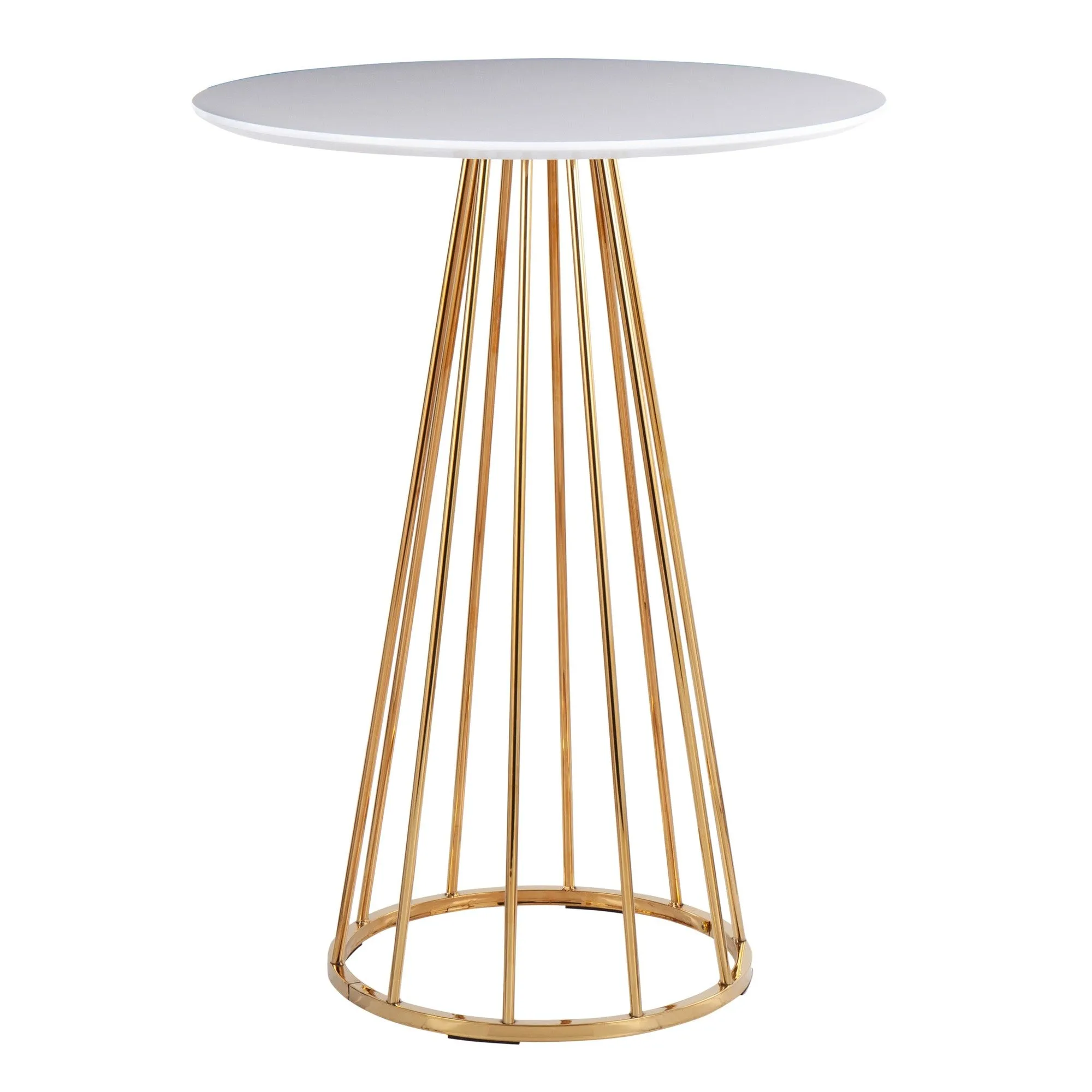 Canary Contemporary/Glam Counter Table in Gold Steel and White Wood by LumiSource